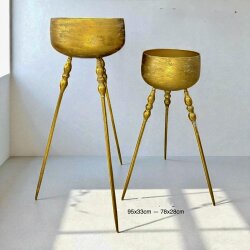 Barok Esintili Altın Vazo- Saksı Seti - Dekor Arya