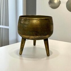 Dekoratif Üç Ayaklı Gold Saksı – 18x16 cm - DEKOR ARYA 