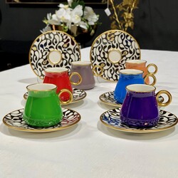Deren 6 Renk 12 Parça Buti̇k Kahve Takımı - CANBA & GLAZZE 
