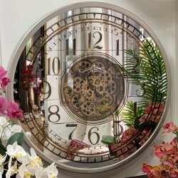 Gear Clock Latin Gümüş 80*9.5 - Dekor Arya