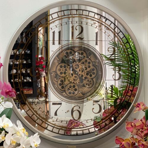 Gear Clock Latin Gümüş 80*9.5 - 2