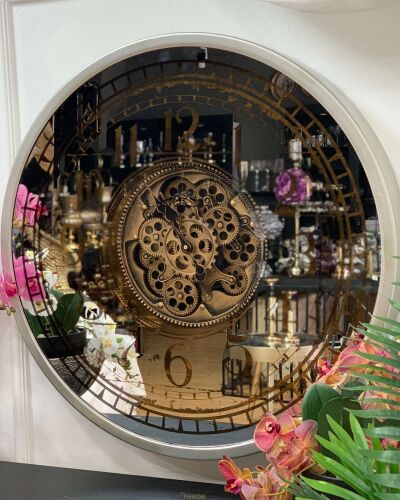 Gear Clock Latin Gümüş 80*9.5 - 2