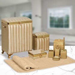 Dekor Arya - Gold Şeritli 10 Lu Banyo Seti Gold