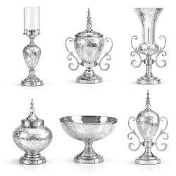 7 Parça Salon Konsol Aksesuar Seti – Gümüş, Klasik & Şık Dekor - 8