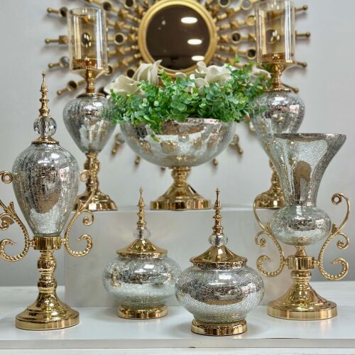 Aurora Luxe Silver Gold 7 Parça Salon Aksesuar Seti - 3