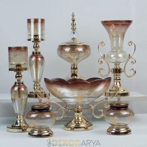 Imperial Amber Bordeaux 7 Parça Salon Aksesuar Seti - 1