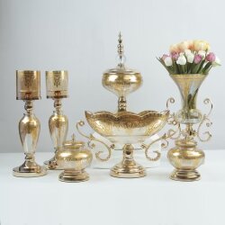 Imperial Verde Luxe Amber Gold 7 Parça Salon Aksesuar Seti - Dekor Arya