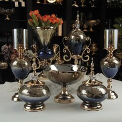 Lacivert Gold Lüks Salon Dekor Seti - DEKOR ARYA 