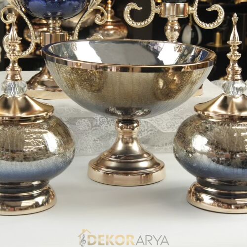 Lacivert Gold Lüks Salon Dekor Seti - 2