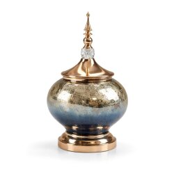 Lacivert Gold Lüks Salon Dekor Seti – Gösterişli Cam & Altın Detaylı 7 Parça Set - 4