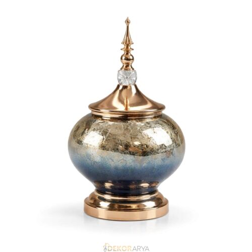 Lacivert Gold Lüks Salon Dekor Seti – Gösterişli Cam & Altın Detaylı 7 Parça Set - 4