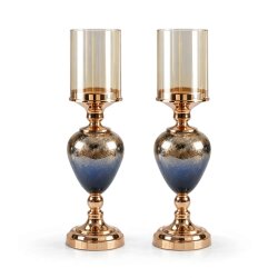 Lacivert Gold Lüks Salon Dekor Seti – Gösterişli Cam & Altın Detaylı 7 Parça Set - 2