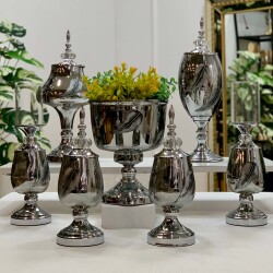 Lux Salon Takımı 7 Parça Tüy Silver - Dekor Arya