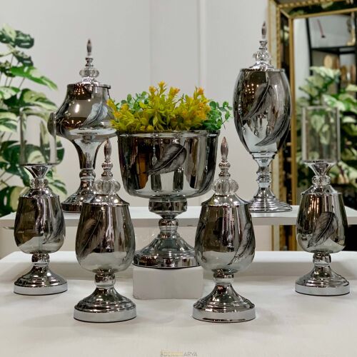 Lux Salon Takımı 7 Parça Tüy Silver - 1