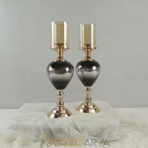 Siyah Gold Lüks Salon Dekor Seti - 2