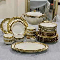 Gold Yaldızlı Porselen Yemek Takımı 12 Kişilik - Deco Vien 