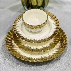 Gold Yaldızlı Porselen Yemek Takımı 12 Kişilik - 2