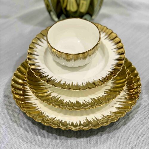 Gold Yaldızlı Porselen Yemek Takımı 12 Kişilik - 2