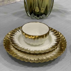 Gold Yaldızlı Porselen Yemek Takımı 12 Kişilik - 3