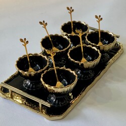 Gold Yaldızlı Tepsi Set Siyah - Deco Vien 