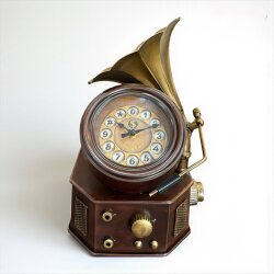 Gramofon Tasarımlı Dekoratif Masa Saati (30×35 cm) - Deco Vien 