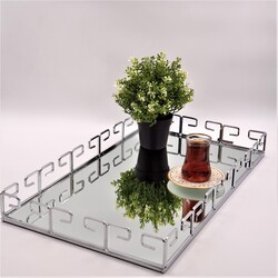 Dekor Arya - ​Hook Servis Tepsi Silver 56X33Cm