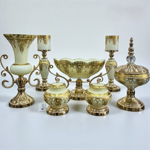 Imperial Antique Gold 7 Parça Salon Aksesuar Seti - 1