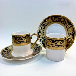 Majestic Siyah & Altın Türk Kahve Fincanı (2’li Set) - Dekor Arya