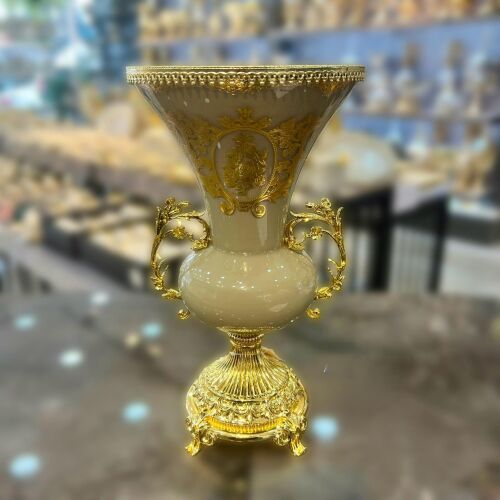 Kapiçino Gold Barok Lüks Vazo - 1