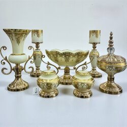 Imperial Antique Gold 7 Parça Salon Aksesuar Seti - Dekor Arya
