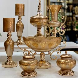 Imperial Champagne Glow 7 Parça Salon Aksesuar Seti - Dekor Arya