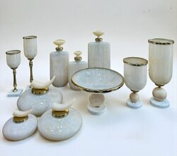 Pearl Shine Mermer Tabanlı 11 Parça Lüks Salon Aksesuar Seti - Dekor Arya