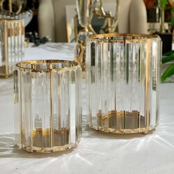 Kristal Çubuklu 2li Mumluk Gold - Deco Vien 