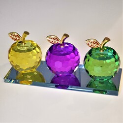 Dekor Arya - Kristal Elma 3 Lü 20*7.5*9 Cm Fuşya