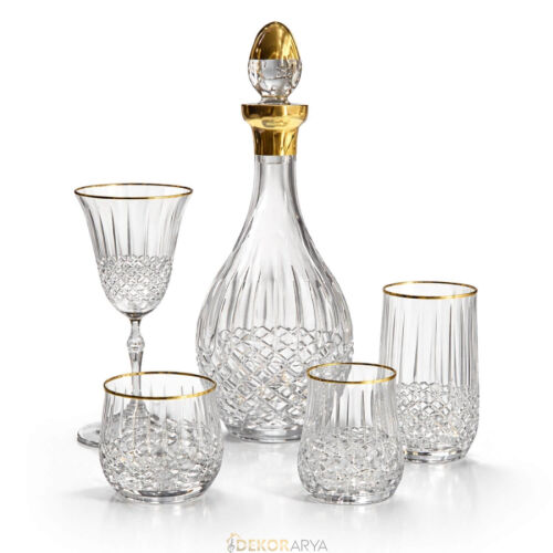 Okinowa Altın 61 Parça Kristal Bardak Takımı – Gerçek Altın Yaldızlı, Özel Davet ve Sofra Sunumları İçin - 1