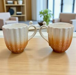 İncili Sedef Kahve Tonlu Mug 2’li Set - Dekor Arya