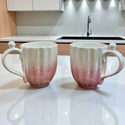 İncili Sedef Pembe Mug 2’li Set - Dekor Arya