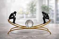 Gold Metal Kaideli Düşünen Adam Figürlü Denge Objesi - Dekor Arya