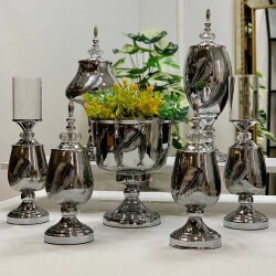Lux Salon Takımı 7 Parça Tüy Silver - Dekor Arya