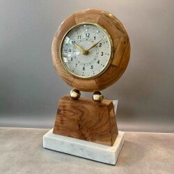 Ahşap ve Mermer Kaideli Dekoratif Masa Saati – 15×28 cm - Deco Vien 