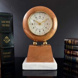 Ahşap ve Mermer Kaideli Dekoratif Masa Saati – 18×35 cm - 3