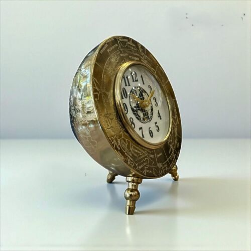 Metal Dünya Haritalı Dekoratif Masa Saati – 16×20 cm - 1