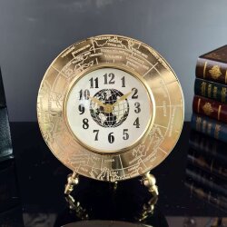Metal Dünya Haritalı Dekoratif Masa Saati – 16×20 cm - Deco Vien 