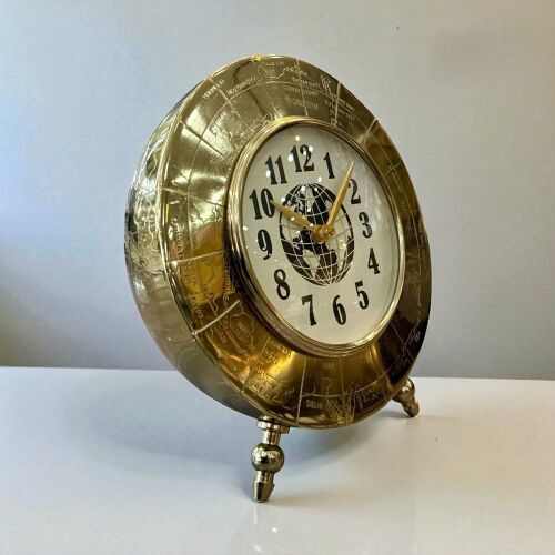 Metal Dünya Haritalı Dekoratif Masa Saati – 21×24 cm - 1