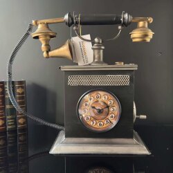 Nostaljik Telefon Tasarımlı Dekoratif Masa Saati (30×34 cm) - 2