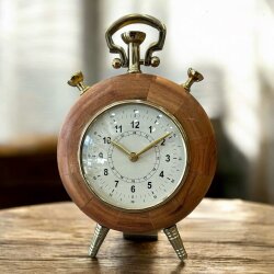 Vintage Ahşap ve Gold Detaylı Dekoratif Masa Saati – 18×30 cm - Deco Vien 