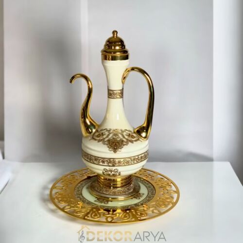 Dekorarya Valide Sultan Krem Gold Dekoratif İbrik Seti - 1