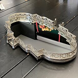 Pirinç Dekoratif Merdivenli Aynalı Jardinyer Tepsi Silver – 74 cm - 2