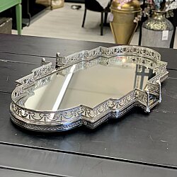 Pirinç Dekoratif Merdivenli Aynalı Jardinyer Tepsi Silver – 74 cm - 3
