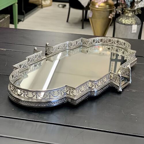 Pirinç Dekoratif Merdivenli Aynalı Jardinyer Tepsi Silver – 74 cm - 3
